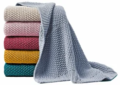 Hahn Jersey-Strickdecke weiß