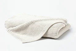 Hahn Jersey-Strickdecke weiß