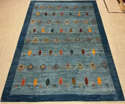 Handknüpfteppich blau