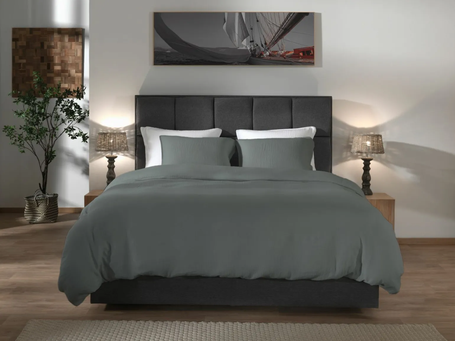 Heckett Musselin-Bettwäsche grau