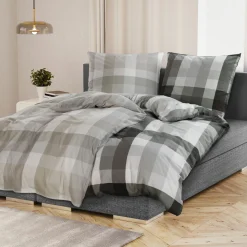 Inspiration Home Flanell-Bettwäsche grau