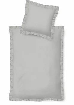 Inspiration Home Renforce-Bettwäsche "Rüsche" silberfarben