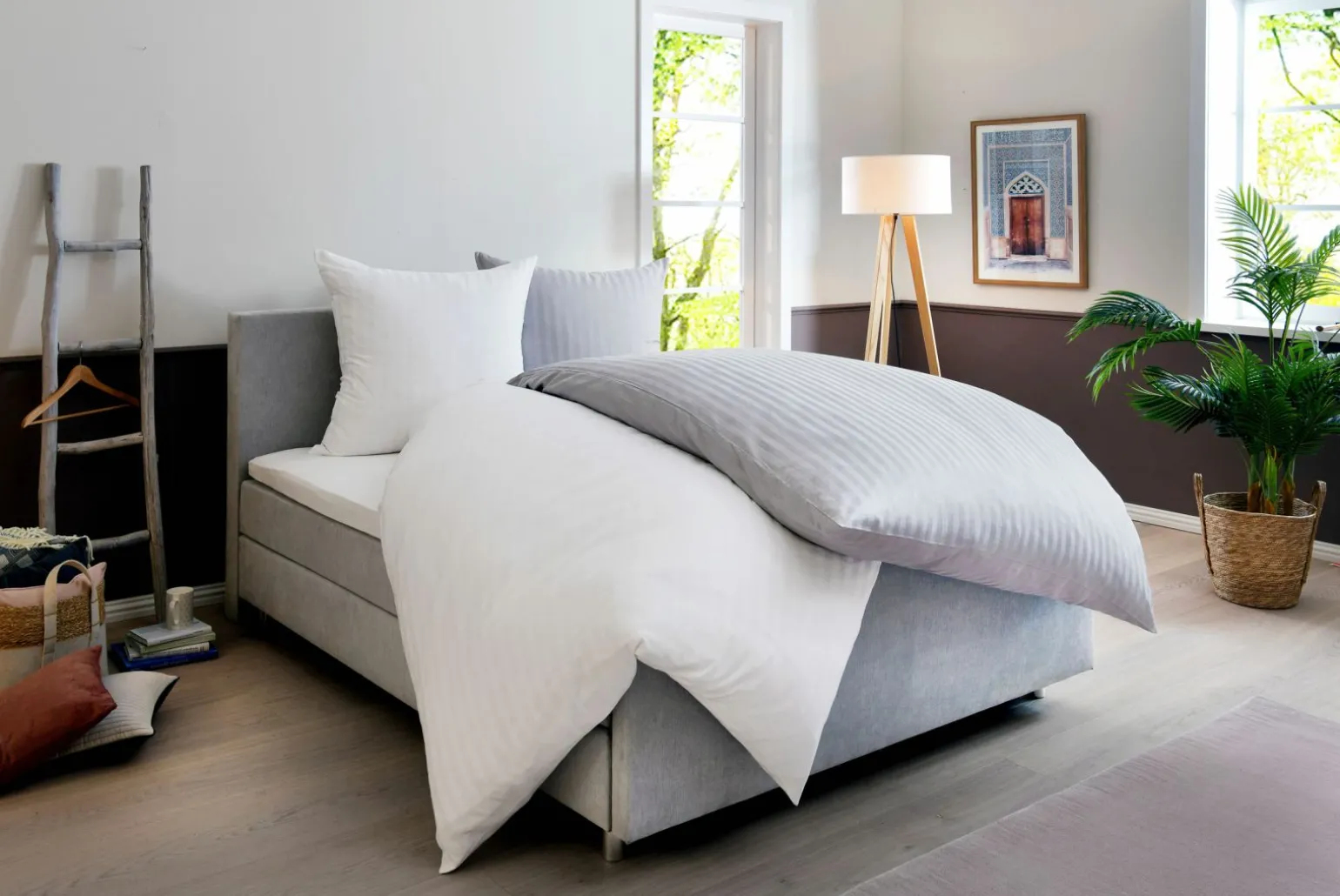 Inspiration Home Satin-Bettwäsche silberfarben