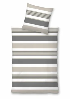 Inspiration Home Satin-Bettwäsche beigegrau