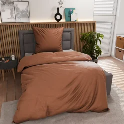 Inspiration Home Satin-Bettwäsche braun
