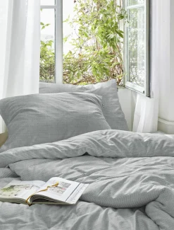 Irisette Seersucker-Bettwäsche silberfarben