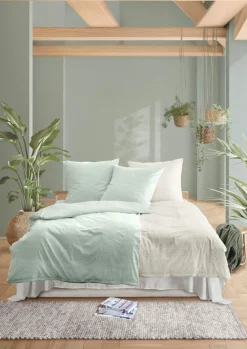 Irisette Seersucker-Bettwäsche braun