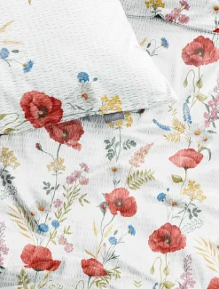 Irisette Seersucker-Bettwäsche rot