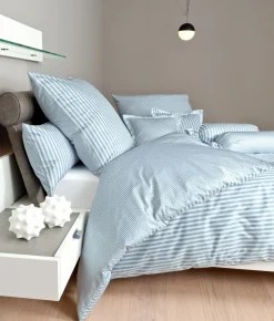 Janine Mako-Satin-Kissenbezug blau