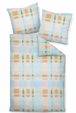 Janine Seersucker-Bettwäsche grünorange