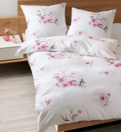 Janine Seersucker-Bettwäsche rot