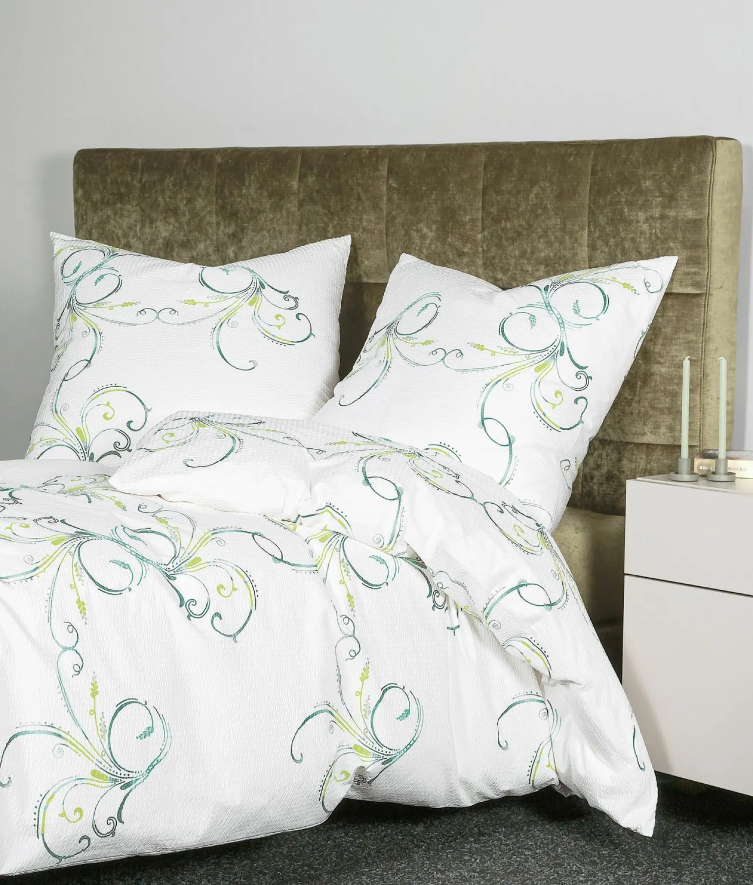 Janine Seersucker-Bettwäsche grün