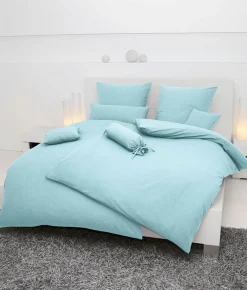 Janine Seersucker-Kissenbezug blau