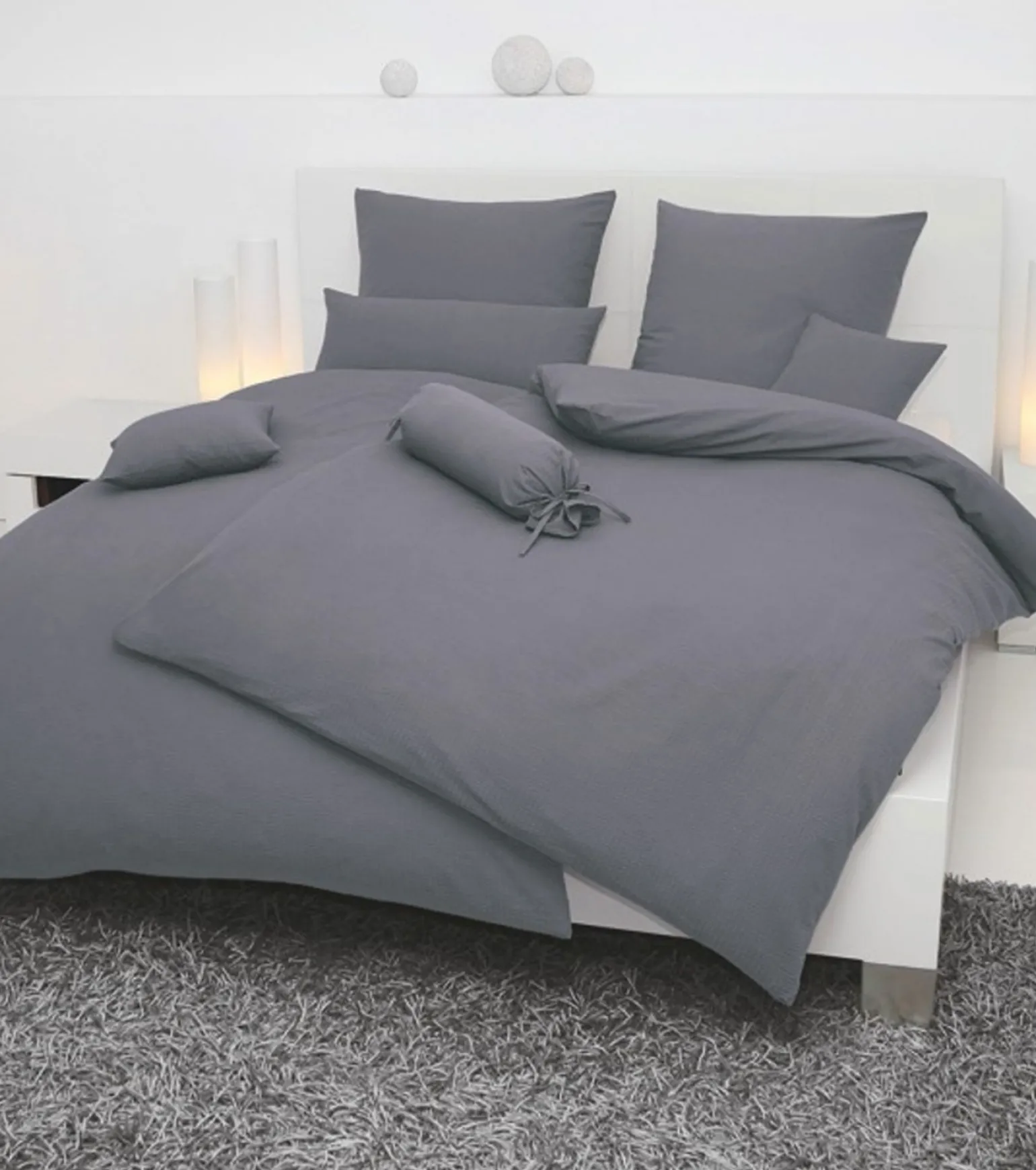 Janine Seersucker-Kissenbezug silberfarbengrau