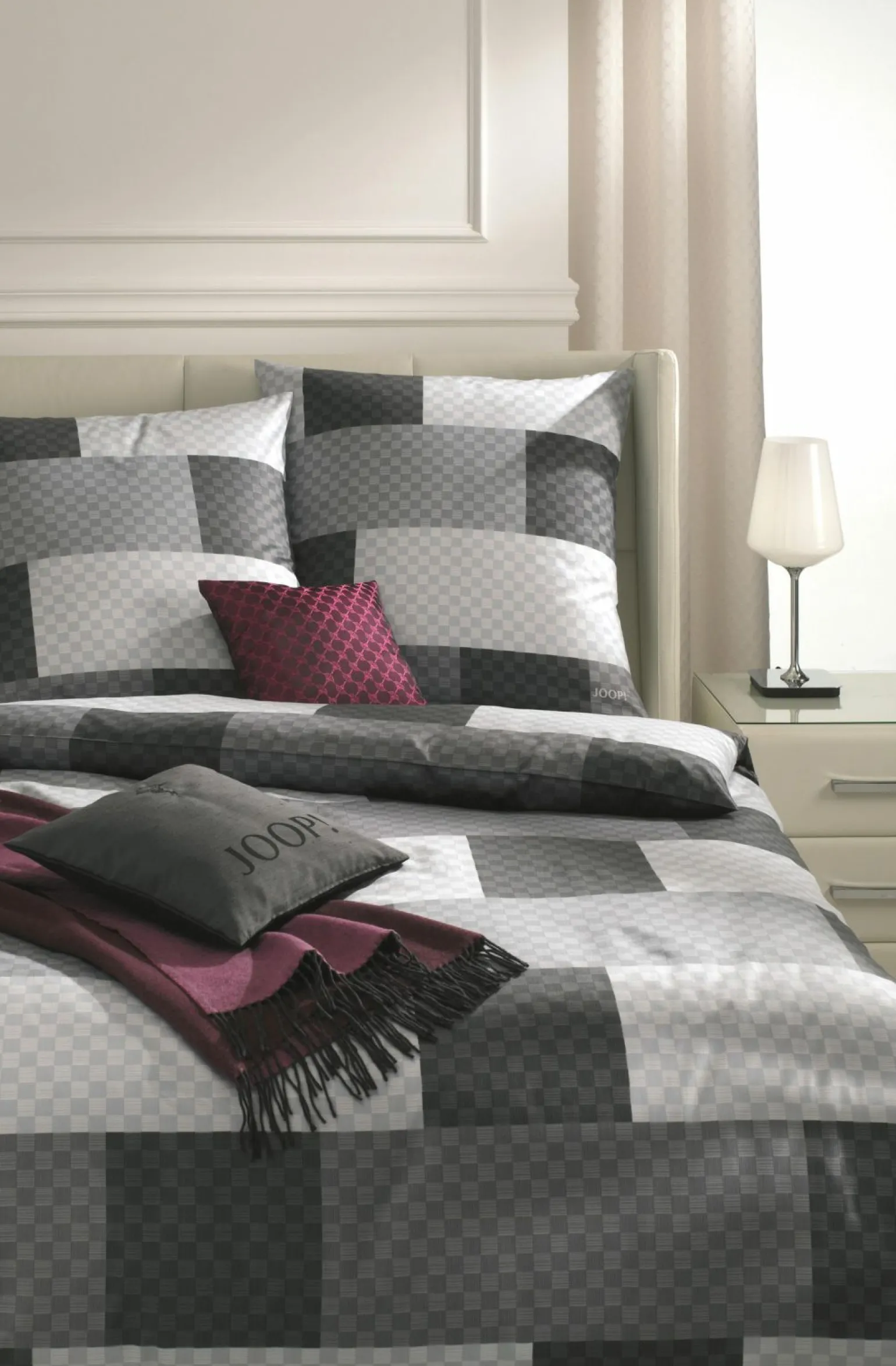 JOOP! Satin-Bettwäsche grau