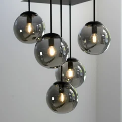 JUST LIGHT Deckenleuchte 5flg schwarz