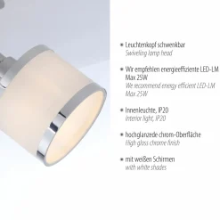 JUST LIGHT Deckenleuchte 2flg silberfarben