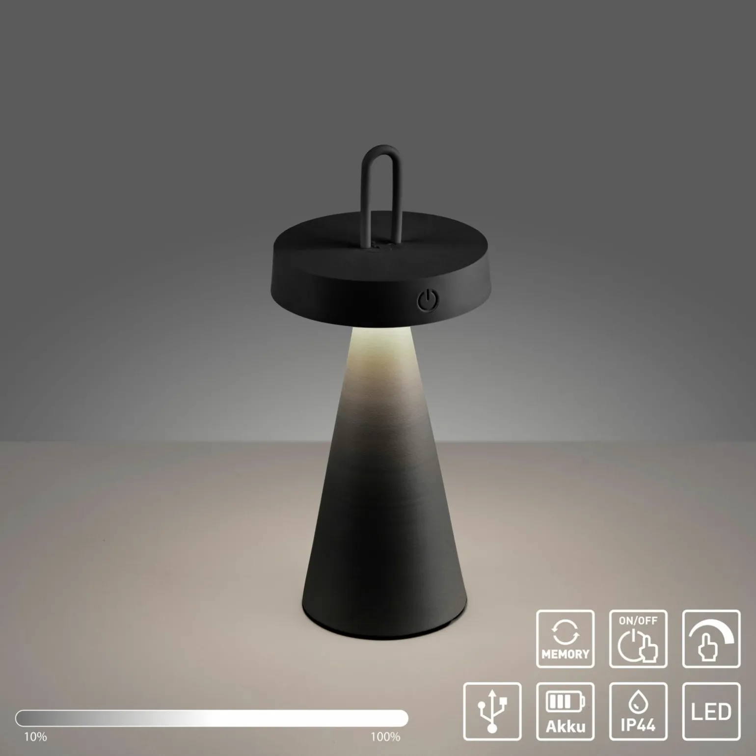 JUST LIGHT LED-Akku-Tischleuchte 1flg schwarz