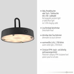 JUST LIGHT LED-Akku-Tischleuchte 1 flg schwarz