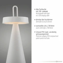 JUST LIGHT LED-Akku-Tischleuchte 1flg weiß