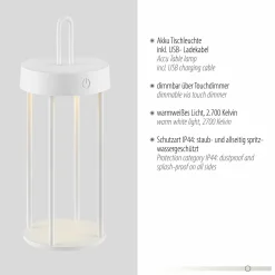 JUST LIGHT LED-Akku-Tischleuchte 1flg weiß