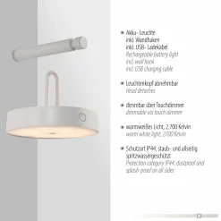 JUST LIGHT LED-Akku-Wandleuchte 1flg weiß