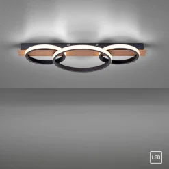 JUST LIGHT LED-Deckenleuchte 1flg braun