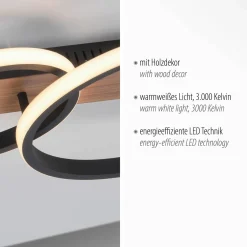 JUST LIGHT LED-Deckenleuchte 1flg braun