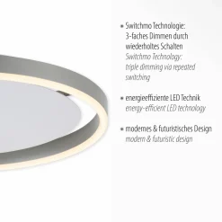 JUST LIGHT LED-Deckenleuchte 1flg silberfarben