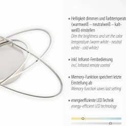 JUST LIGHT LED-Deckenleuchte 3flg silberfarben