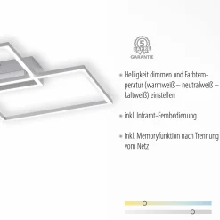 JUST LIGHT LED-Deckenleuchte 2flg silberfarben