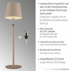 JUST LIGHT LED-Tischleuchte 1flg braun