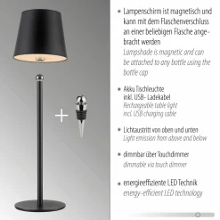 JUST LIGHT LED-Tischleuchte 1flg schwarz