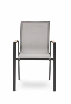 MONDO Gartenstuhl stapelbar Alu/Teak grau