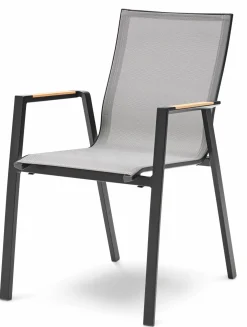 MONDO Gartenstuhl stapelbar Alu/Teak grau