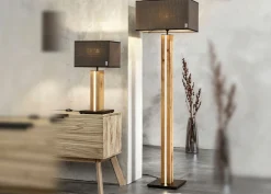 MONDO LED-Tischleuchte 2flg braunschwarzgoldfarbengrau