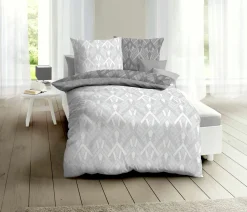 MONDO Mondo Biber-Bettwäsche silberfarben