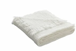 MONDO Musselin-Decke mit Fransen weiß