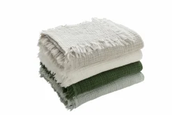 MONDO Musselin-Decke mit Fransen weiß