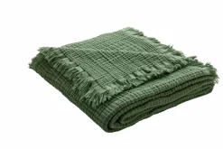 MONDO Musselin-Decke mit Fransen grün