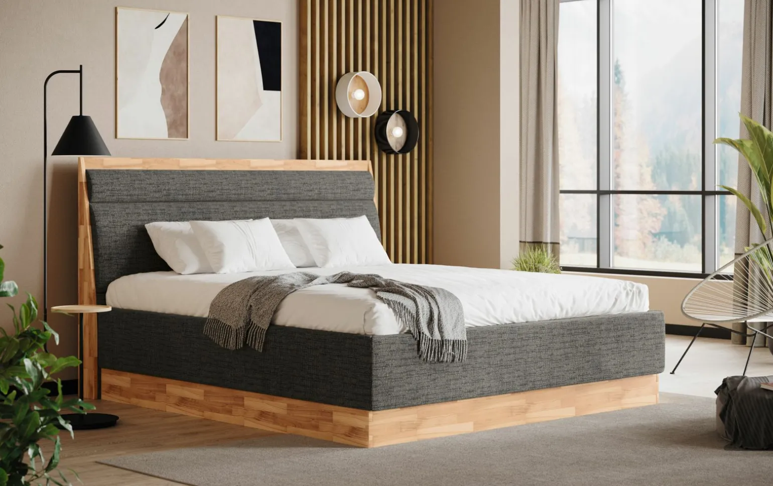 MONDO Polsterbett grau