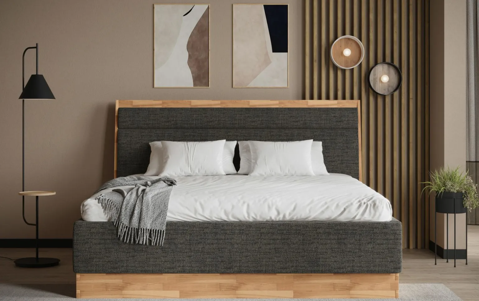 MONDO Polsterbett grau