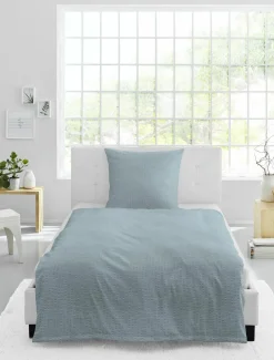 MONDO Seersucker-Bettwäsche blau