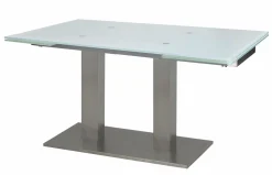 MONDO Säulenglastisch silberfarbenweiß