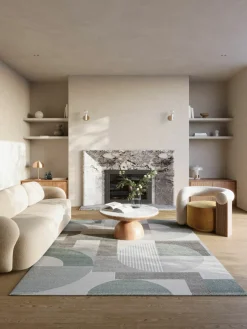 MONDO Webteppich modern weißgraublau