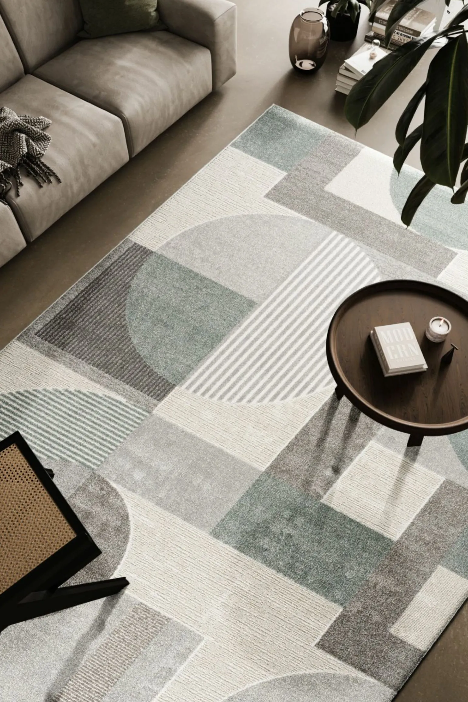 MONDO Webteppich modern weißgraublau