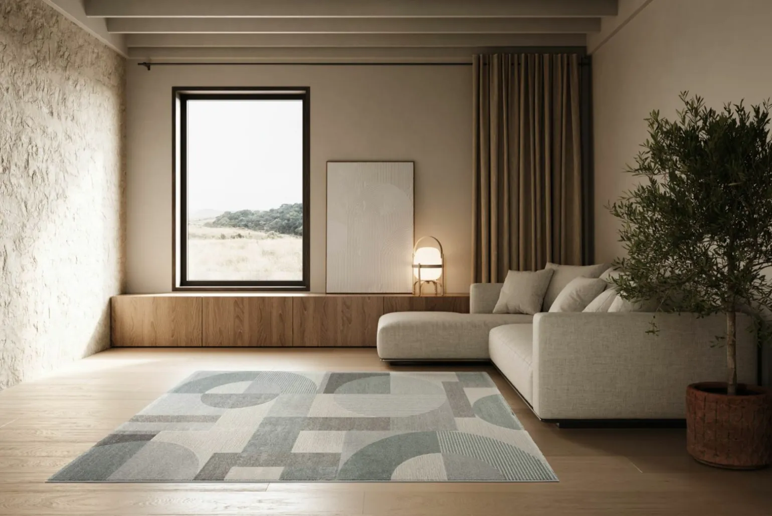 MONDO Webteppich modern weißgraublau