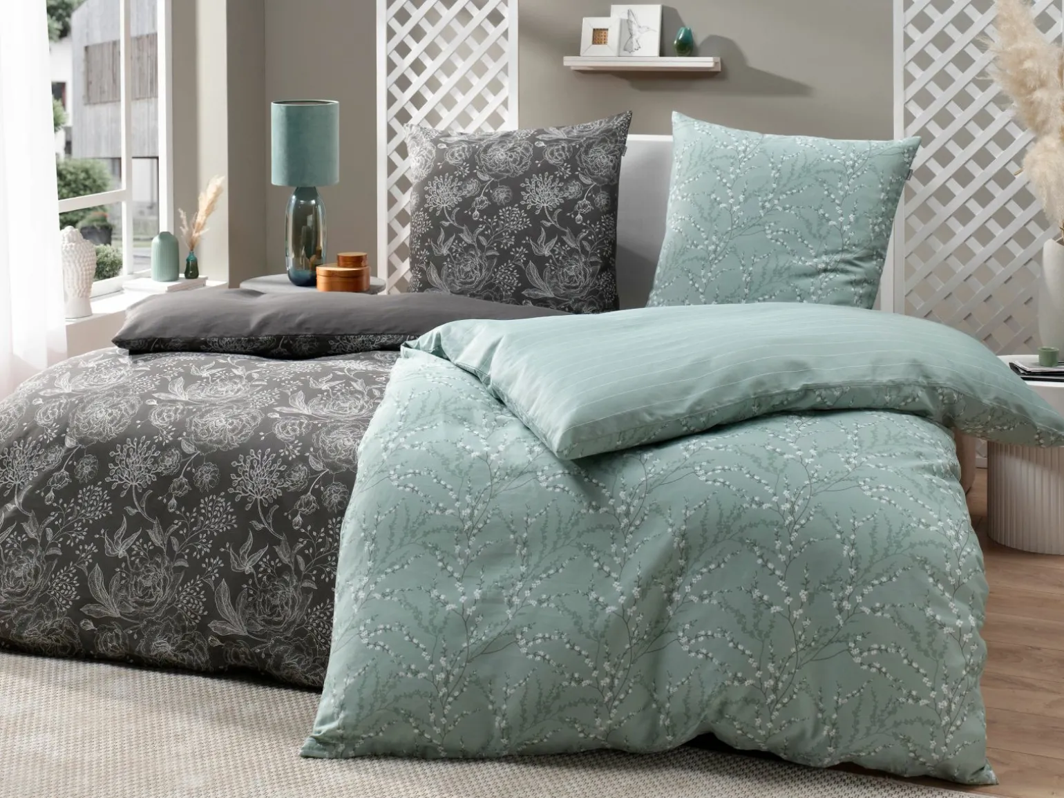 Musterring Satin-Bettwäsche grau