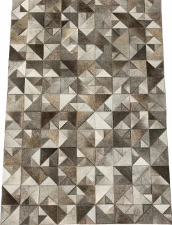 Nord Süd Leder/ Fell Teppich grau