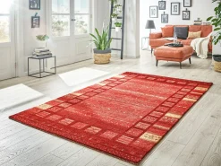 Nord Süd Webteppich rot